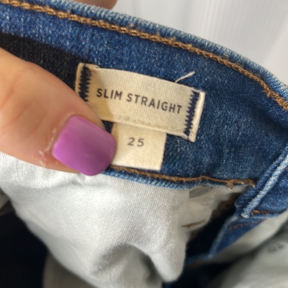 Madewell Slim Straight Jeans Distressed Exposed Button Front Faded Sz 25 - Picture 11 of 13